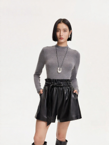 Vero Moda | New Fall PU Pleated Wide Leg Loose High Waist Shorts