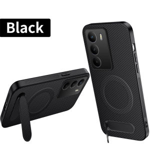 szhaiyu | Carbon Fiber Magnetic Wireless Charging Bracket Phone Case for Honor 600 500 400 Pro for Honor 600 Lite Kickstand Leather Cover