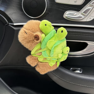 Cute Capybara Car Decorative Figurine Plush Toy Creative Vehicle Interior Accessories Animal Shaped Car Chums Beige Color