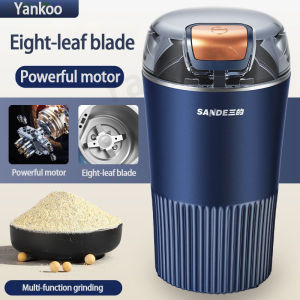 【Local Stock in Malaysia】SANDE Pulverizer multifunctional 300W strong copper core motor Eight-leaf blade 304 stainless steel cup body Eight-leaf blade Coffee bean Dry pepper Peanut Sesame Star anise Traditional Chinese medicine