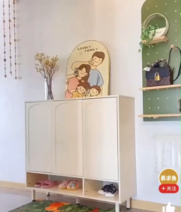 ชั้นวางรองเท้า ชั้นวางของ ตู้เก็บรองเท้า ตู้วางรองเท้า ชั้นรองเท้า ตู้เก็บรองเท้าแบบเปิดประตู พร้อมที่แขวนอเนกประสงค์ Shoes Rack