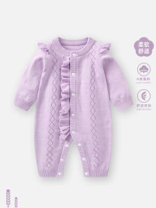 Princess Style Knitted Baby Girl Outfit Spring Autumn Clothes Long Sleeve Romper Suit Coat for Babies And Toddlers