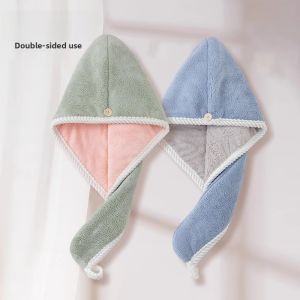 Super Absorbent Double Layer Thick Hair Dryer Cap Womens No Blow Towel Headscarf Wash Hair Quick Dry Bath Cap Family Universal