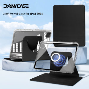 DANYCASE | For iPad 2024 Case 360° Rotating for iPad 10th Pro 11 12.9 Air 6/5/4 Clear Acrylic Cases for 5/6/7/8/9th Gen Mini 6 Tablet