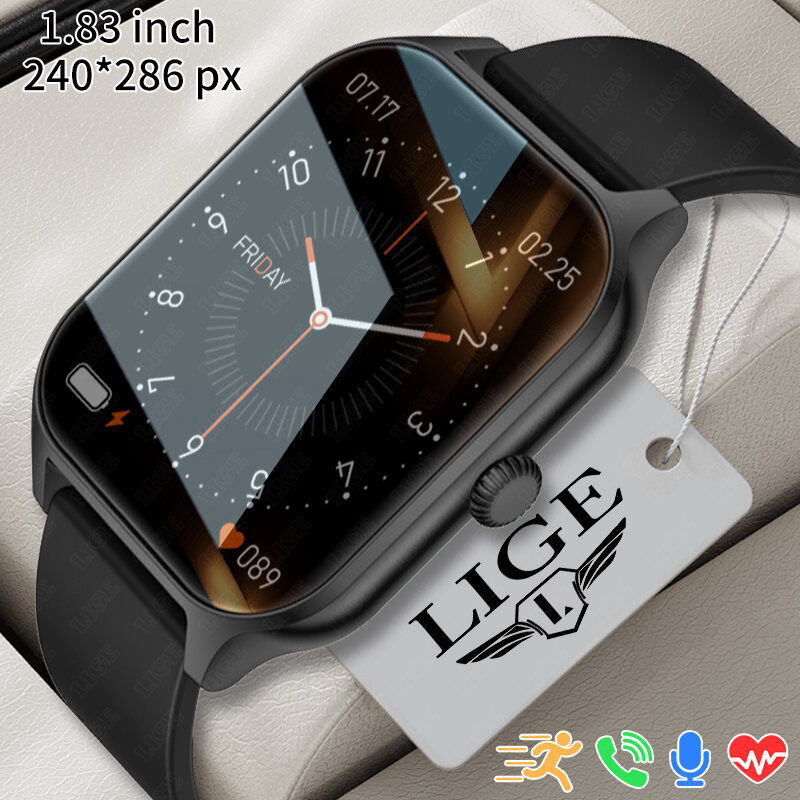 2025 Xiaomi Smart Watch Men Women 1.83 " HD Screen Full Touch Bluetooth Call Waterproof Sports Health Fitness SmartWatch DIY Faces