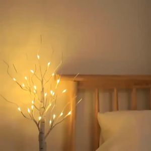 1Pc 24 Led Easter Tree Berkenboom Verstelbare Takken 3aa En Usb Voeding Slaapkamer Decoratieve Boom Licht (Zonder Batterij)