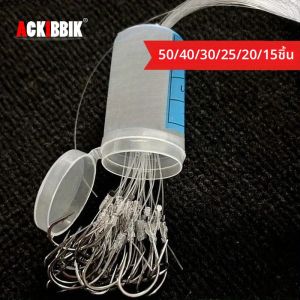 อัคบิบิค 50/40/30/25/20/15 ชิ้นเบ็ดตกปลา Jig Worm Hooks Fish Hook Sub Line Hook Barbed Hooks String Fishhooks Pesca