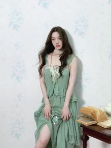 La lune Du ciel | Đầm Maxi Quai Ruffle Kiểu Dáng Hoàng Gia Sang Trọng
