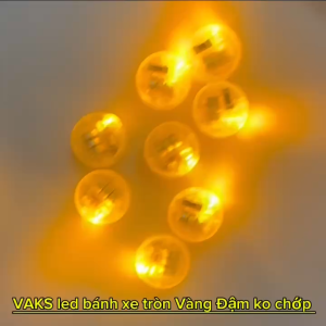 Combo 5 cái Đèn LED mini - Bánh xe tròn phát sáng màu VÀNG ĐẬM ko chớp- pin có sẵn trong đèn