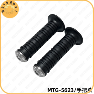 MOTORWAY MTG-5623 Motorcycle Handlebar Grips Black Rubber with Metallic Accents Universal fitment
