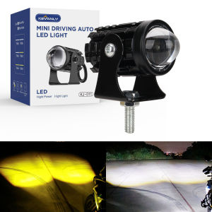 1Pcs Motorcycle LED Spotlight Projector Lens Headlight Dual Color Driving Light for ATV Scooter Auxiliary Lamp