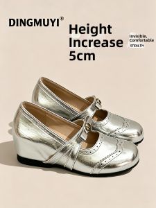 DINGMUYI | Insole Heightening Flat Shoes 5cm