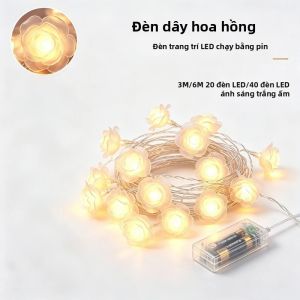 20/40 Đèn LED Hoa Hồng Dây Đèn Trang Trí 3/6M Chạy Bằng Pin Cho Phòng Ngủ Tiệc Giáng Sinh Trang Trí Nhà Cửa Ngày Lễ Bao Gồm Bóng Đèn B10