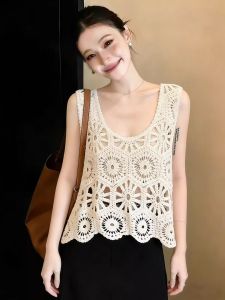 Crochet Hollow-out Camisole Cover-up