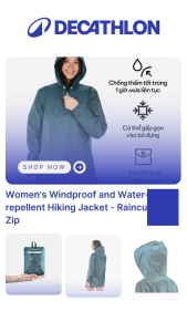 Decathlon Quechua Womens Country Walking Raincut Half Zip Rain Jacket NH100