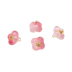 5Pcs 10mm Multicolor Flower Glass Charms Loose Pendant Beads for DIY Sewing Garment Dress Bag Decoration Craft Accessories