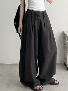 Casual Tencel Loose Workwear Pants High Waist Wide Leg Pants Regular Thickness Spring Autumn Fashionable Washed Look