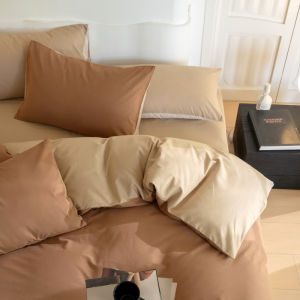Modern Simple Pure Color Double-side Cotton Flannel Four-piece Bedding Set