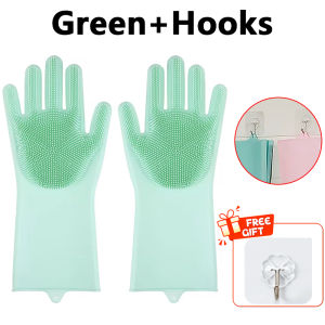 Dishwashing Cleaning Gloves Magic Silicone Rubber Dish Washing Gloves For Household Sponge Scrubber Kitchen Cleaning Tools