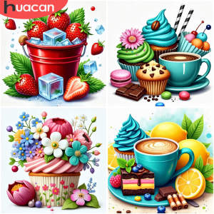 DIY Full 11CT Embroidery Cross Stitch Kits Strawberry Ice Cubes Art on Pre Printed Aida Cloth Threads Fruit Decoration