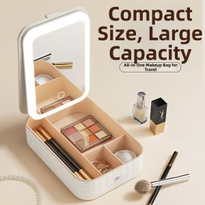 Portable Lighted Makeup Bag with Mirror