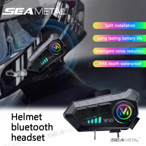 SEAMETAL Y10 Motorcycle Helmet Bluetooth 5.3 Headsets Stereo Wireless Ipx6 Waterproof 2000Mah Noise-canceling Earphone