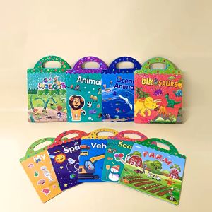Reusable Magnetic Sticker Scene Sticker Dino Space Animal Open Ended Early Education Puzzle Toys DIY Learning Books
