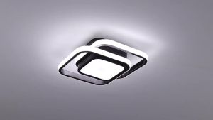 โคมไฟเพดาน LED ดีไซน์ทันสมัย ​​ทรงสี่เหลี่ยมจัตุรัส อะครีลิกสามสี สำหรับห้องนอน ห้องน้ำ ห้องนั่งเล่น ห้องรับประทานอาหาร ทางเดิน