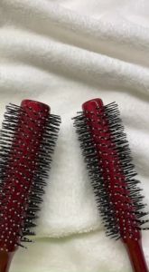 QTC Round Comb Hair Brush with wood handle -medium /large