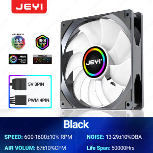 JEYI | JEYI 120mm PC ARGB Cooling Fan AURA SYNC RGB Computer Fans Ultra Silent Heatsink Ventilador with 4PIN PWM and 5V 3PIN ARGB Port