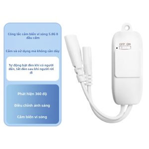 Aideepen | Nhà Thông Minh Tự Động Cảm Biến Ánh Sáng Công Tắc T5 T8 Đèn LED Ống Cắm Dây Radar Vi Sóng/Quét Tay Cảm Ứng AC110V-240V