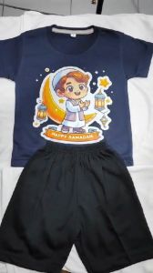 Baju Kaos Setelan Motif Cowo Muslim Distro Anak Laki Laki Edisi Ramadan Lebaran Happy 1 - 10 Tahun