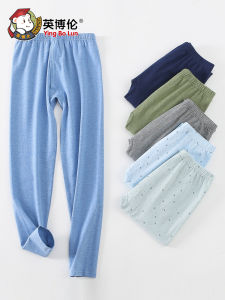 Ying Bo Lun Childrens Warm Pants Boys Pure Cotton Long Johns Single Boy Trousers Baby Pajama Pants Cotton-Woolen Trouser Spring & Fall Thin