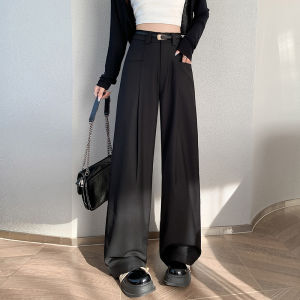 Elegant Grey Suit Pants High Waist Loose Wide Leg Pants Womens Spring Autumn 2026 New Style Korean Style Commute Style