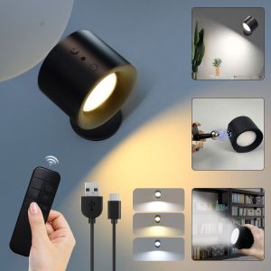 Đèn LED Dán Tường Sconces Điều Khiển Cảm Ứng Hai Đầu Xoay 360 Không Dây Đèn Ngủ Màu Đen/Trắng Đèn Tường Đương Đại Cho Phòng Ngủ