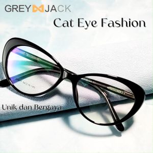 Grey Jack Frame Kacamata Bahan Acetate Fashion Semi Cat Eye Metal Kekinian Casual Premium Terbaru Bisa Untuk Minus Terbaru 21017