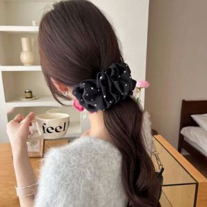 1ชิ้นคลิปหนีบกล้วยผ้าลายจุดแบบหางม้าสูงที่รัดผมเครื่องประดับผมผู้หญิงหญิงสาว