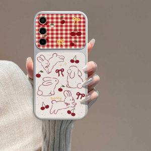 Cute Cherry Rabbit Leather Phone Case For Samsung A57 A56 A55 5G A27 A37 A17 A07 A54 A53 A36 A16 A06 A26 A25 A35 A34 Cases Cover