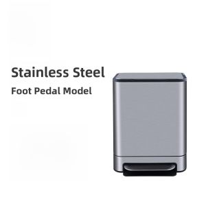 Large Capacity Stainless Steel Kitchen Trash Can Foot Pedal Living Room Office Covered Commercial Tub for Home Cleaning Tools