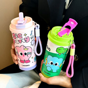 Cốc Giữ Nhiệt Bằng Thép Không Gỉ Có Nắp Đậy Hai Mặt Bằng Sứ Cho Học Sinh Cốc Đựng Nước Hoạt Hình Dễ Thương Cốc Quà Tặng Cho Bé Trai Và Bé Gái