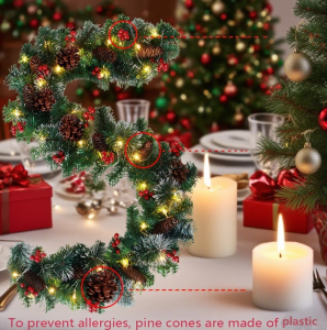 Family Christmas wreath pendants | Foldable and easy to store suitable for stairs fireplaces and front doors.