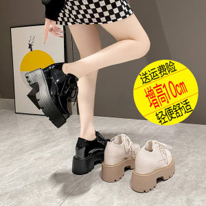 British Style Womens Flats Lace-Up Thick Bottom Platform 10cm Heightening Casual Shoes Fashionable Spring Summer Autumn