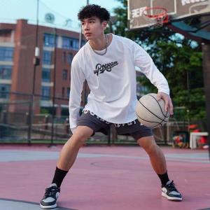 เสื้อยืดแขนยาวสไตล์อเมริกัน คอตั้ง สำหรับฤดูใบไม้ผลิและฤดูใบไม้ร่วง สำหรับการออกกำลังกายกลางแจ้ง ชุดฝึกซ้อม แห้งเร็ว ชุดชั้นใน