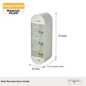 Wall-mounted Spice Organizer with Spoon Multi-compartment