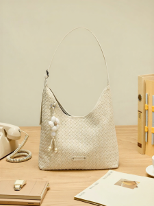 Josiny | Beige Woven Commuter Bag Shoulder Style