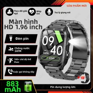 LIGE | Đồng Hồ Thông Minh Quân Đội Nam Mới 2026 Màn Hình IPS 1.96 Inch Thiết Bị Theo Dõi Thể Dục Chống Nước 3ATM Đèn Pin LED Đồng Hồ Thông Minh Thể Thao Ngoài Trời