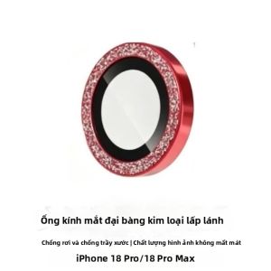 Kính Cường Lực Bảo Vệ Ống Kính Camera Red Diamond Glitter Dành Cho iPhone 18 Pro Max 18 Pro 17 Pro Max 16 15 12 Pro Max - Phụ Kiện Bảo Vệ Camera Điện Thoại Di Động