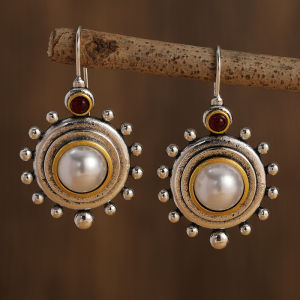 Vintage Palace Baroque Pearl Earrings Temperament Earrings Classical Elegant Drop Hook Earrings 925 Silver Needle Earrings