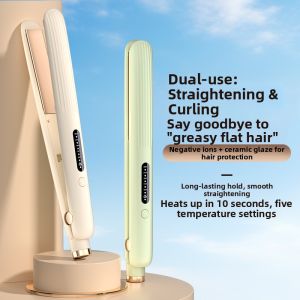 Negative Ion Dual Use Hair Straightening And Curling Iron Mini Portable for Women Home Travel Salon Use Ceramic Straightening Board