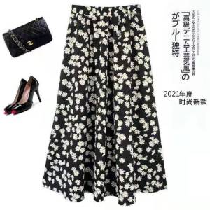 Small Daisy Floral Half-length Skirt Female Summer Was Thin and High Temperament Small Fresh Chiffon Mid-length A-line Fairy Skirt